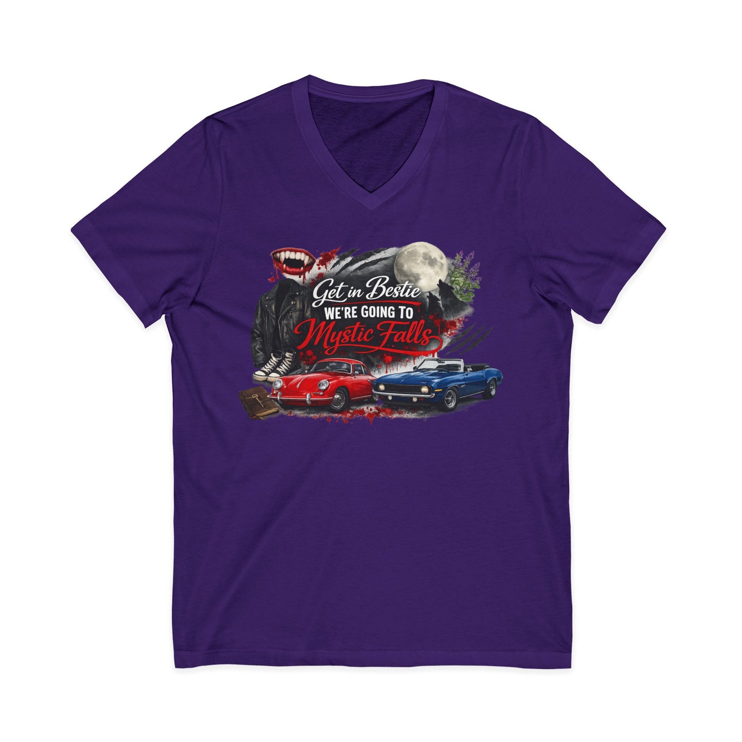 Mystic Falls Unisex Jersey Short Sleeve V-Neck Tee