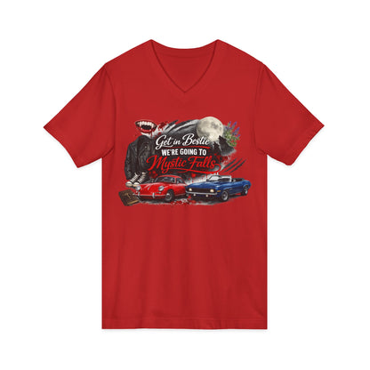 Mystic Falls Unisex Jersey Short Sleeve V-Neck Tee