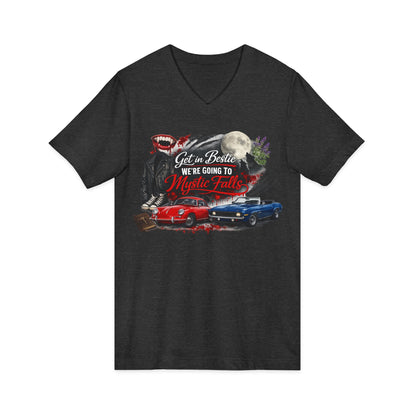 Mystic Falls Unisex Jersey Short Sleeve V-Neck Tee
