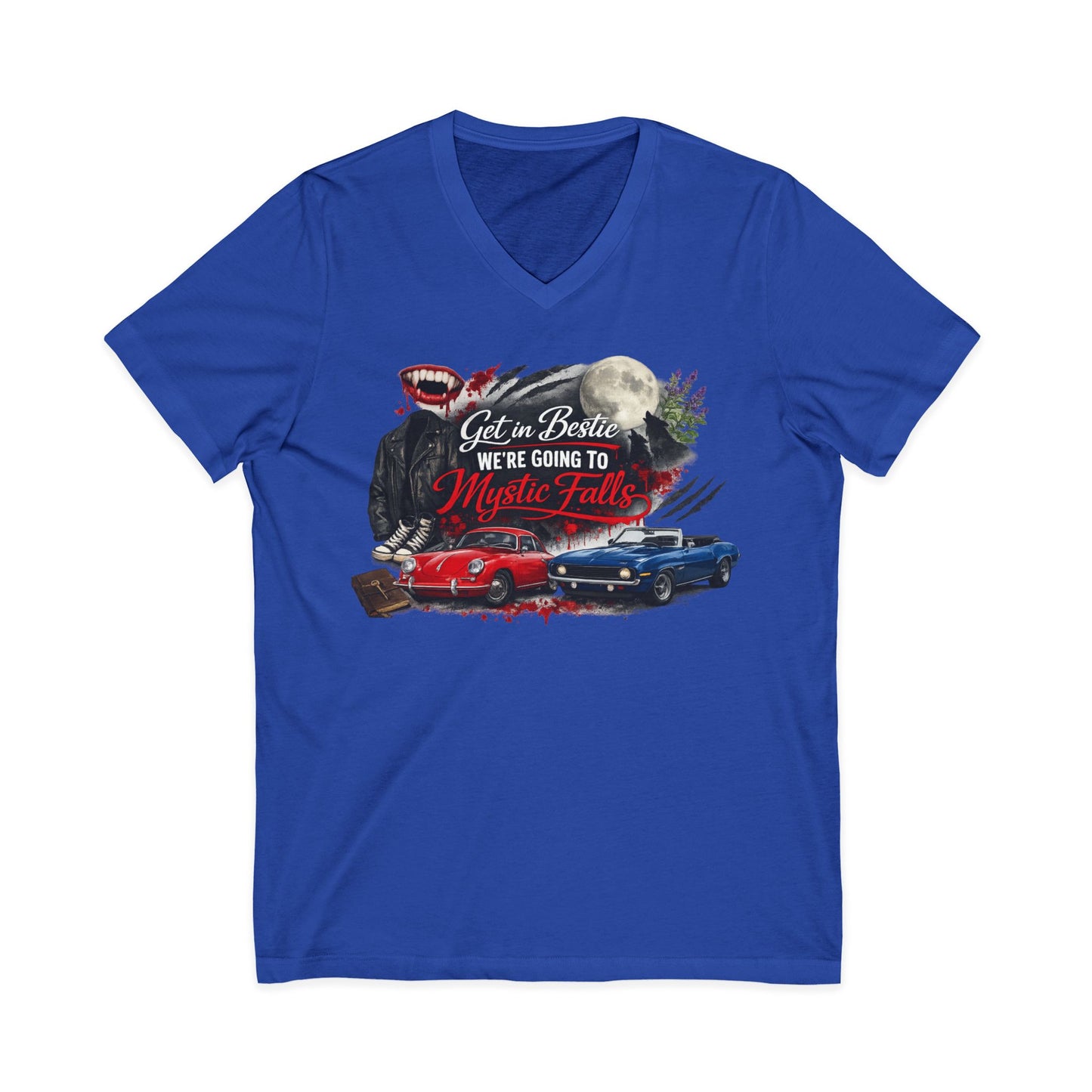 Mystic Falls Unisex Jersey Short Sleeve V-Neck Tee