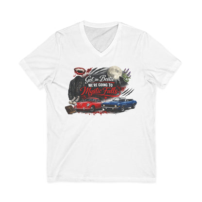 Mystic Falls Unisex Jersey Short Sleeve V-Neck Tee