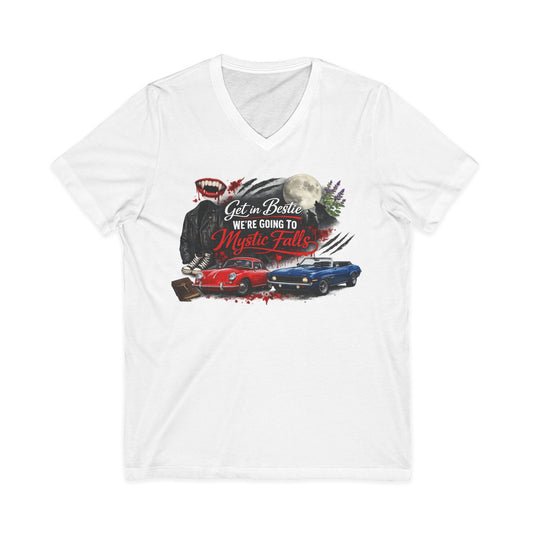 Mystic Falls Unisex Jersey Short Sleeve V-Neck Tee