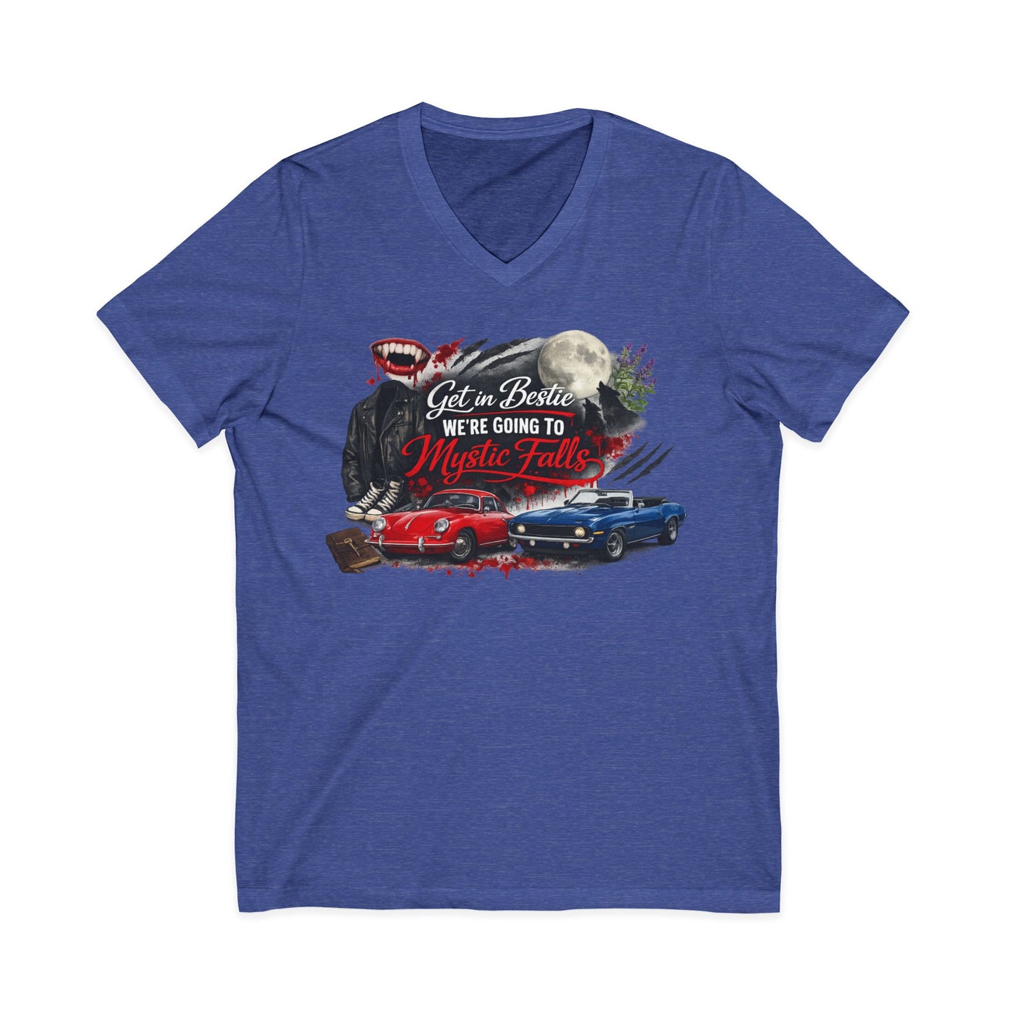 Mystic Falls Unisex Jersey Short Sleeve V-Neck Tee
