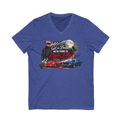 Mystic Falls Unisex Jersey Short Sleeve V-Neck Tee