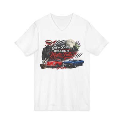 Mystic Falls Unisex Jersey Short Sleeve V-Neck Tee
