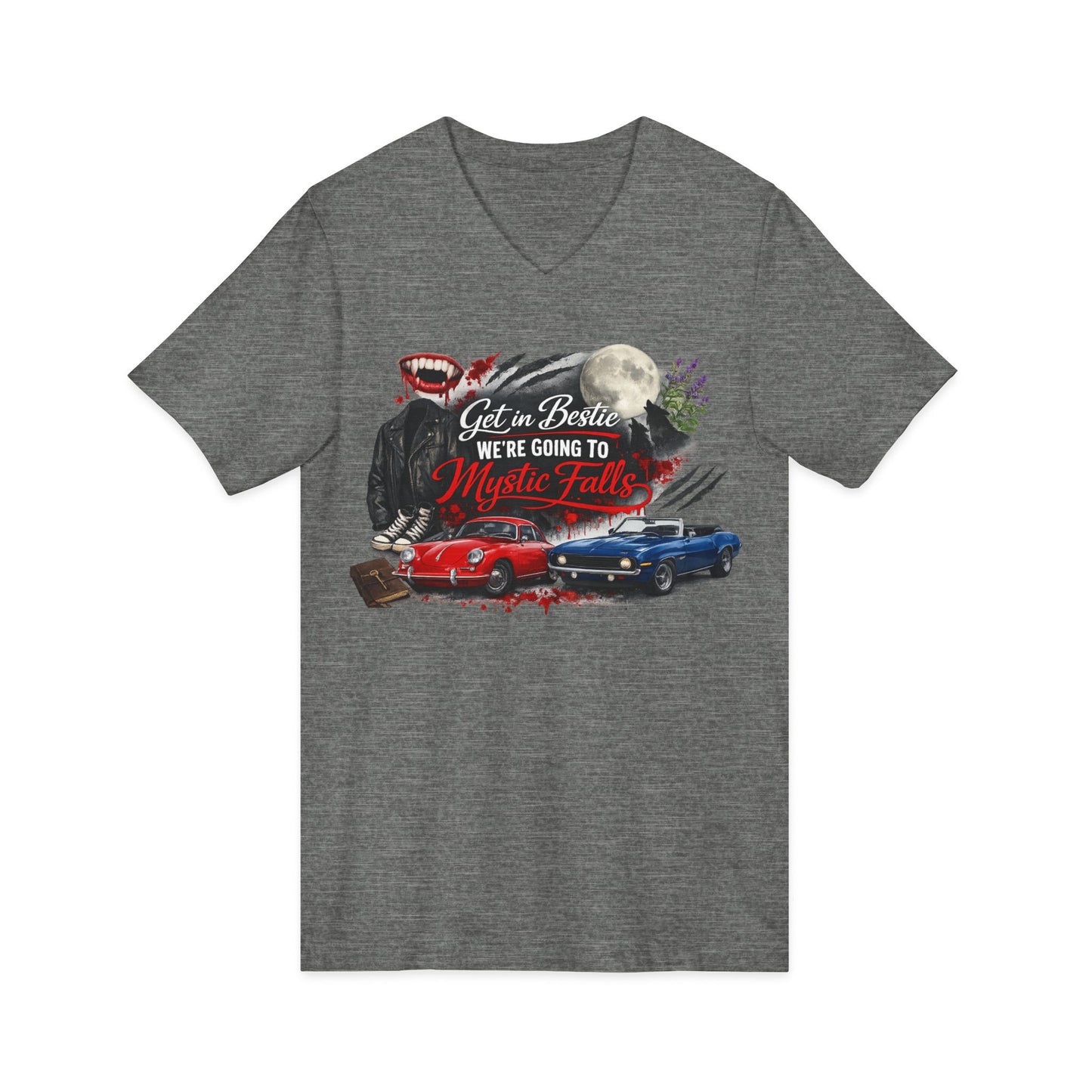 Mystic Falls Unisex Jersey Short Sleeve V-Neck Tee