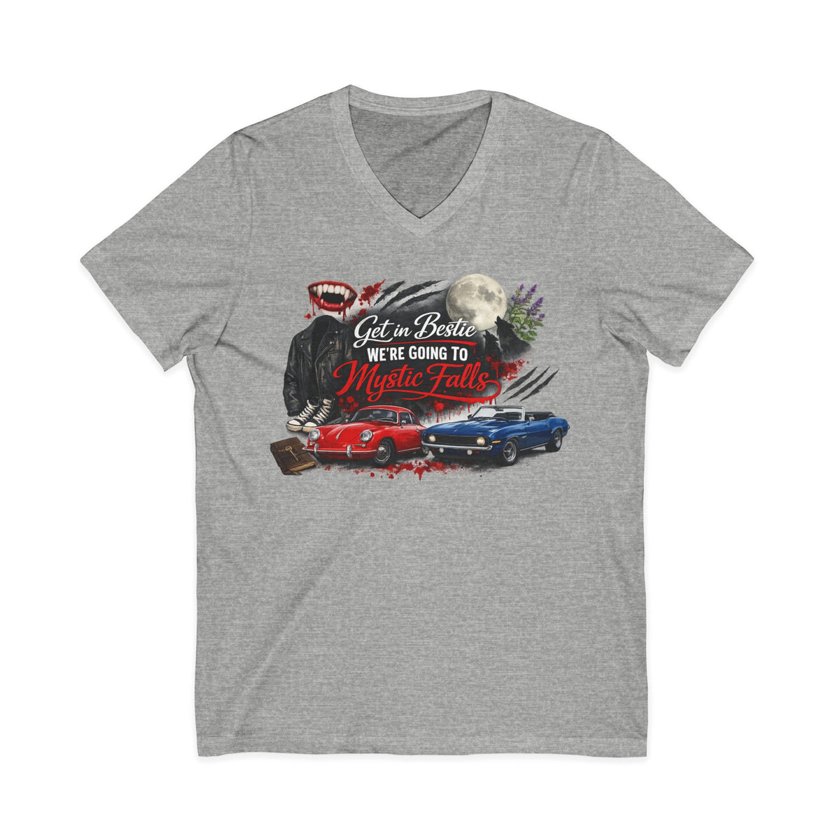 Mystic Falls Unisex Jersey Short Sleeve V-Neck Tee