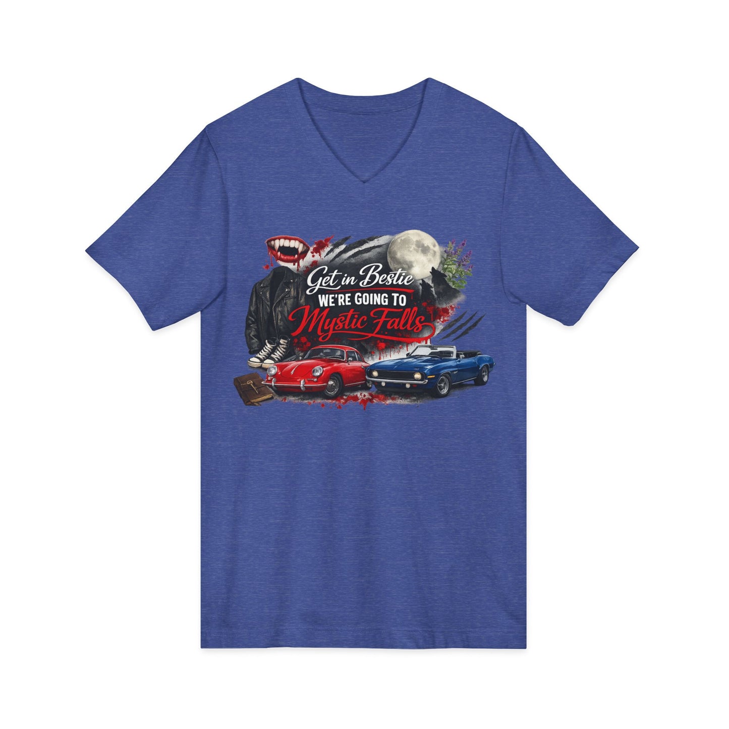 Mystic Falls Unisex Jersey Short Sleeve V-Neck Tee
