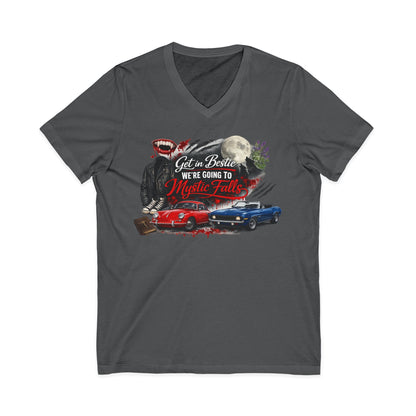 Mystic Falls Unisex Jersey Short Sleeve V-Neck Tee