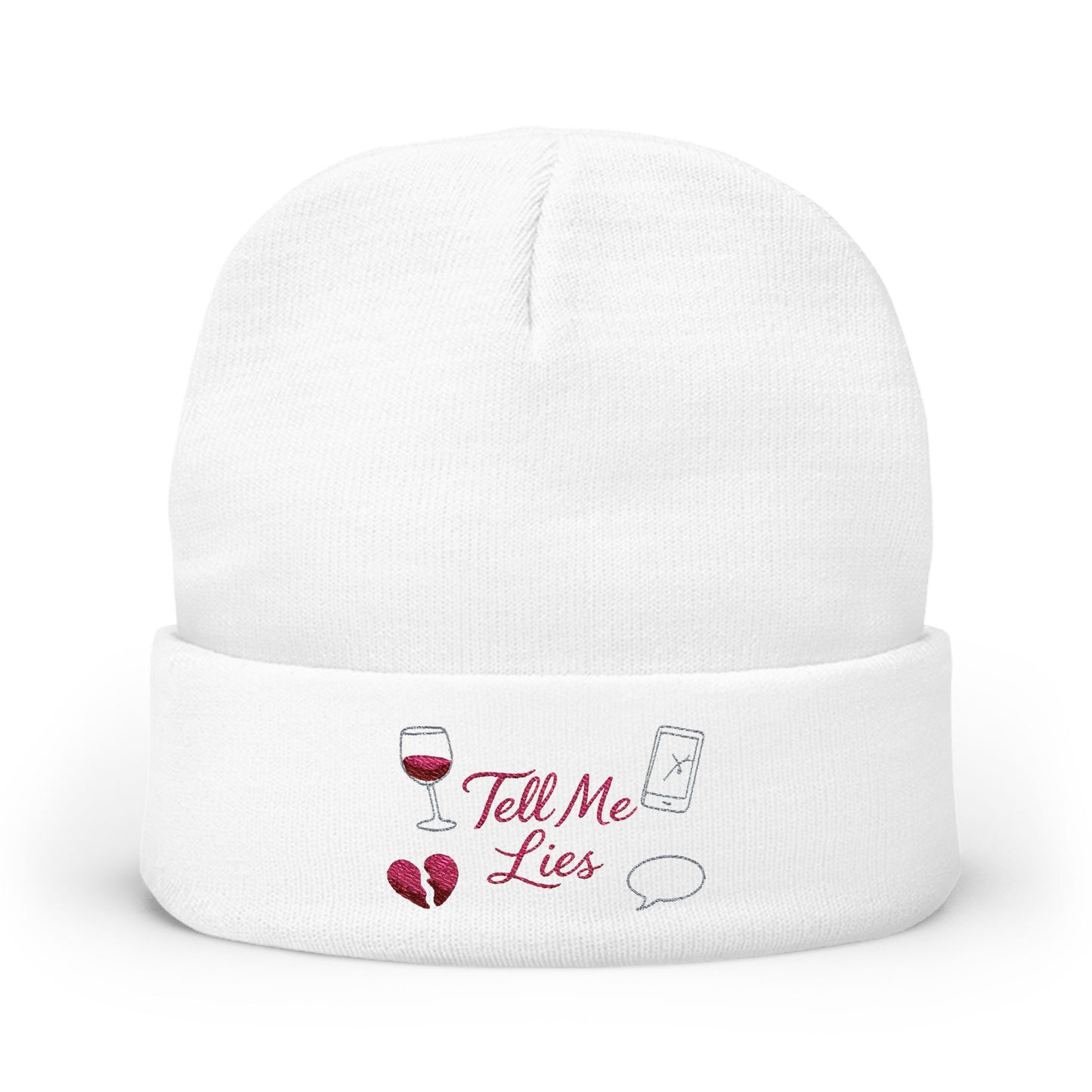 Tell Me Lies Knit Beanie (Embroidery)