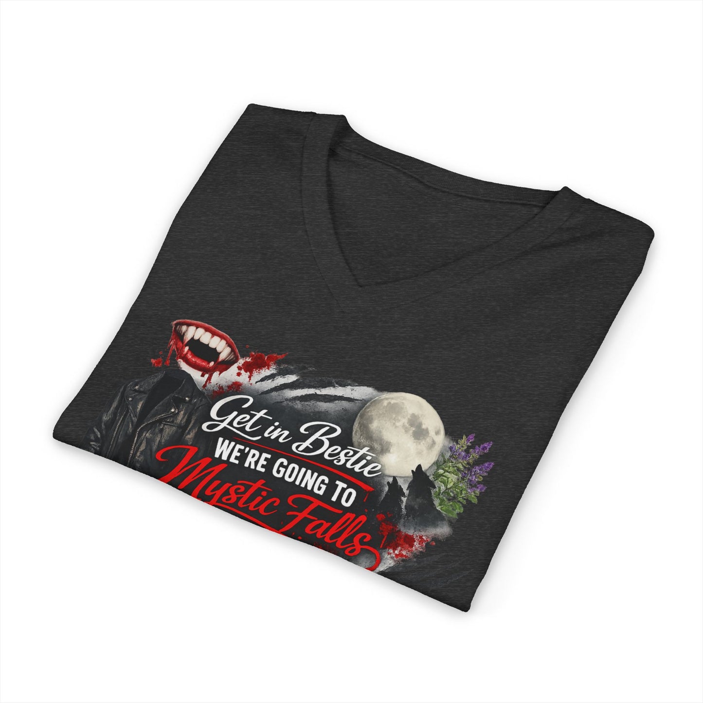 Mystic Falls Unisex Jersey Short Sleeve V-Neck Tee