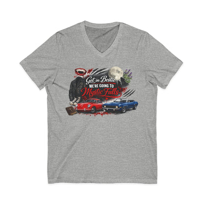 Mystic Falls Unisex Jersey Short Sleeve V-Neck Tee