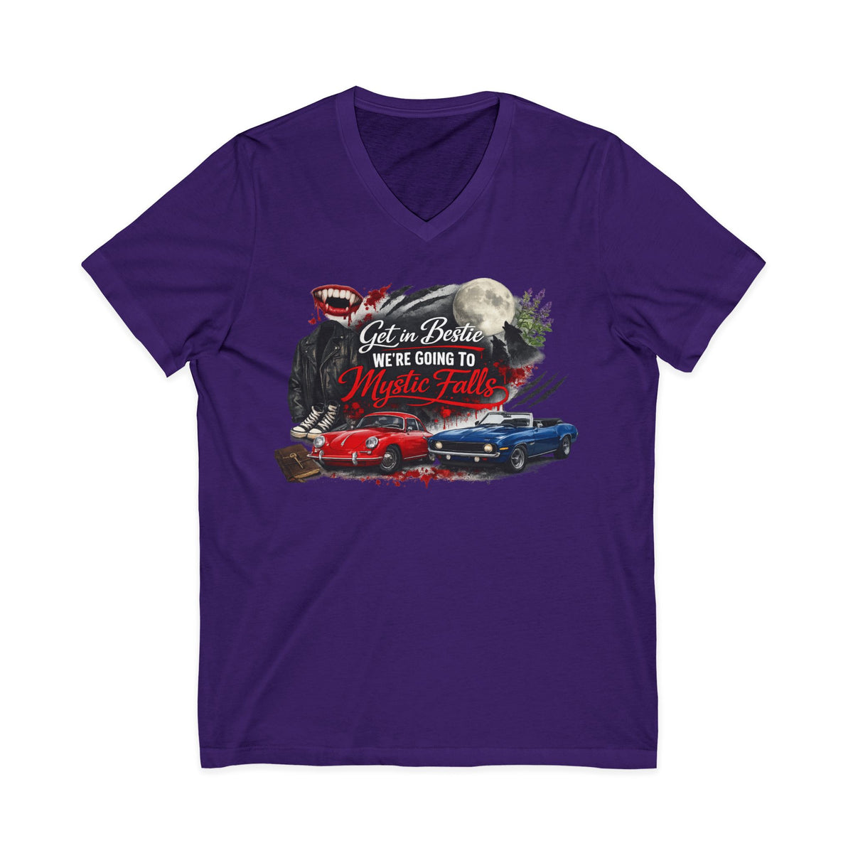 Mystic Falls Unisex Jersey Short Sleeve V-Neck Tee
