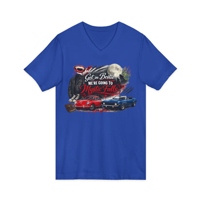 Mystic Falls Unisex Jersey Short Sleeve V-Neck Tee