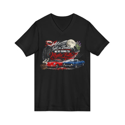 Mystic Falls Unisex Jersey Short Sleeve V-Neck Tee