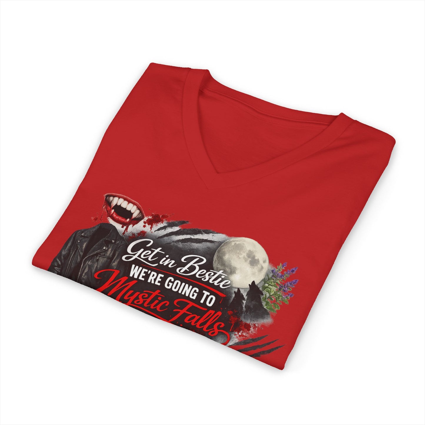 Mystic Falls Unisex Jersey Short Sleeve V-Neck Tee