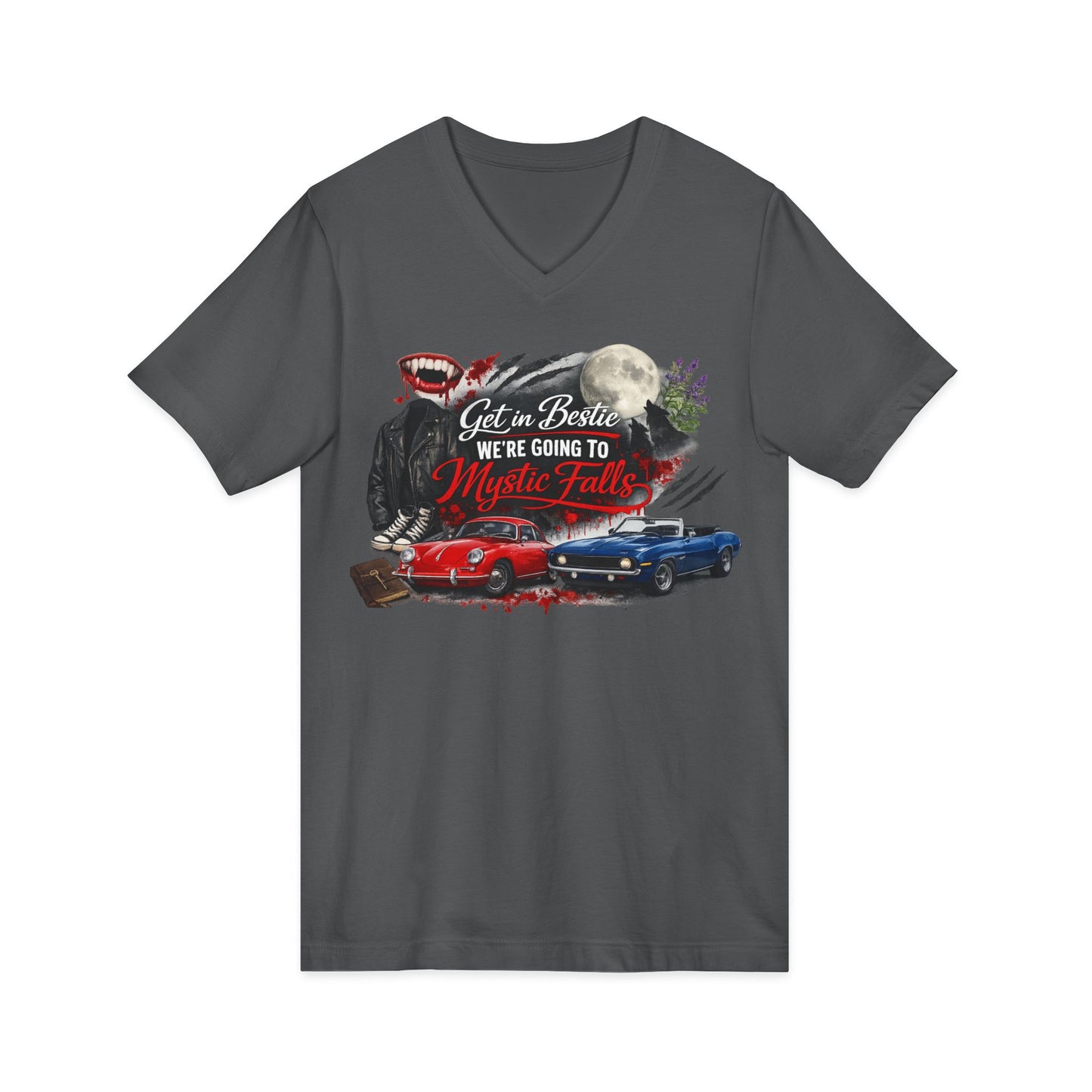 Mystic Falls Unisex Jersey Short Sleeve V-Neck Tee