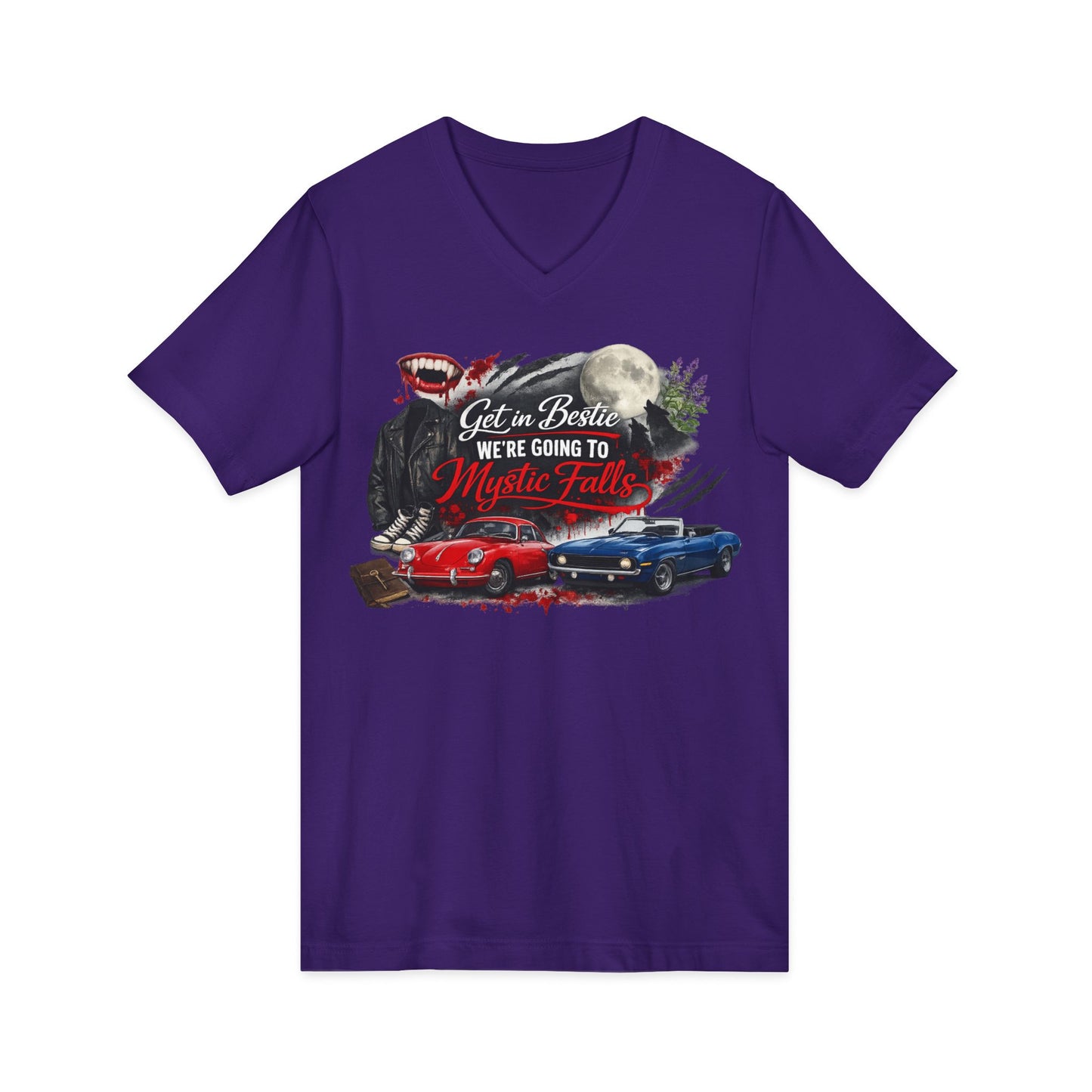 Mystic Falls Unisex Jersey Short Sleeve V-Neck Tee