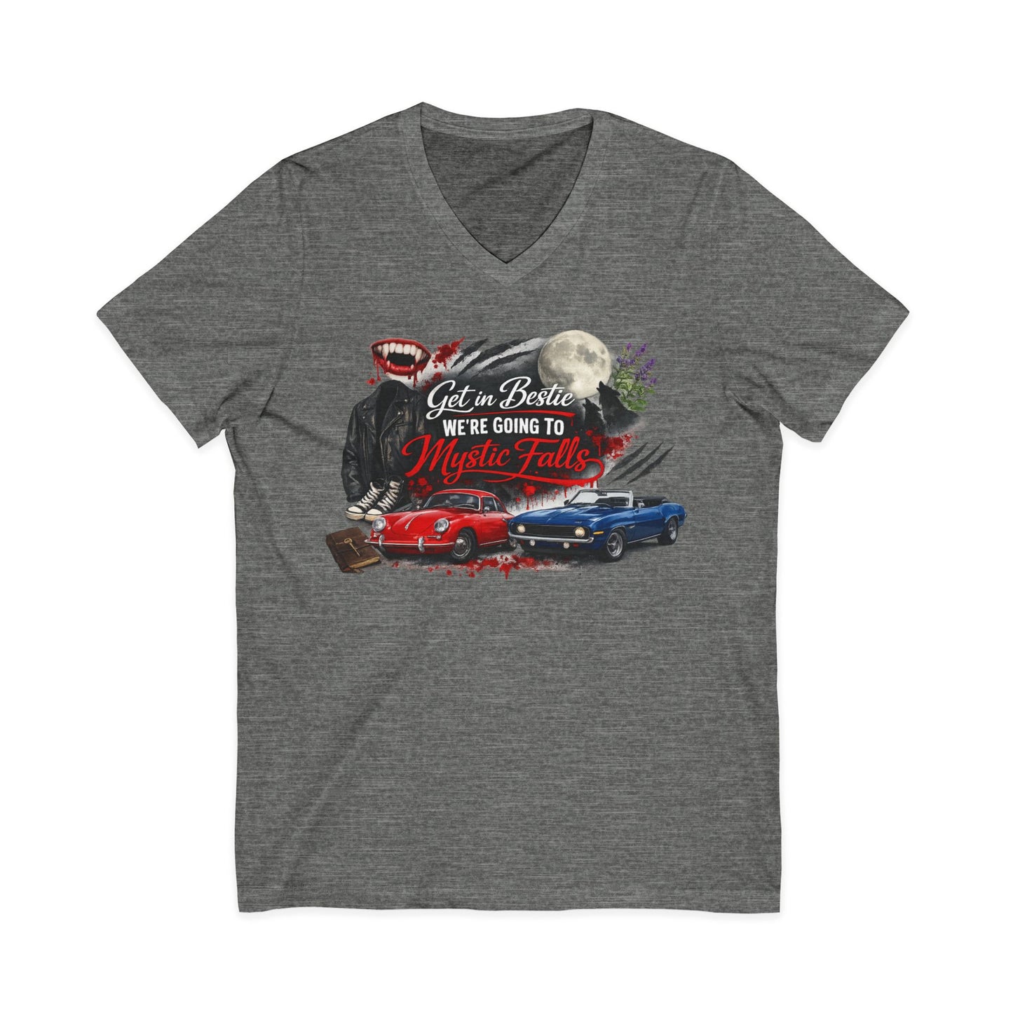 Mystic Falls Unisex Jersey Short Sleeve V-Neck Tee