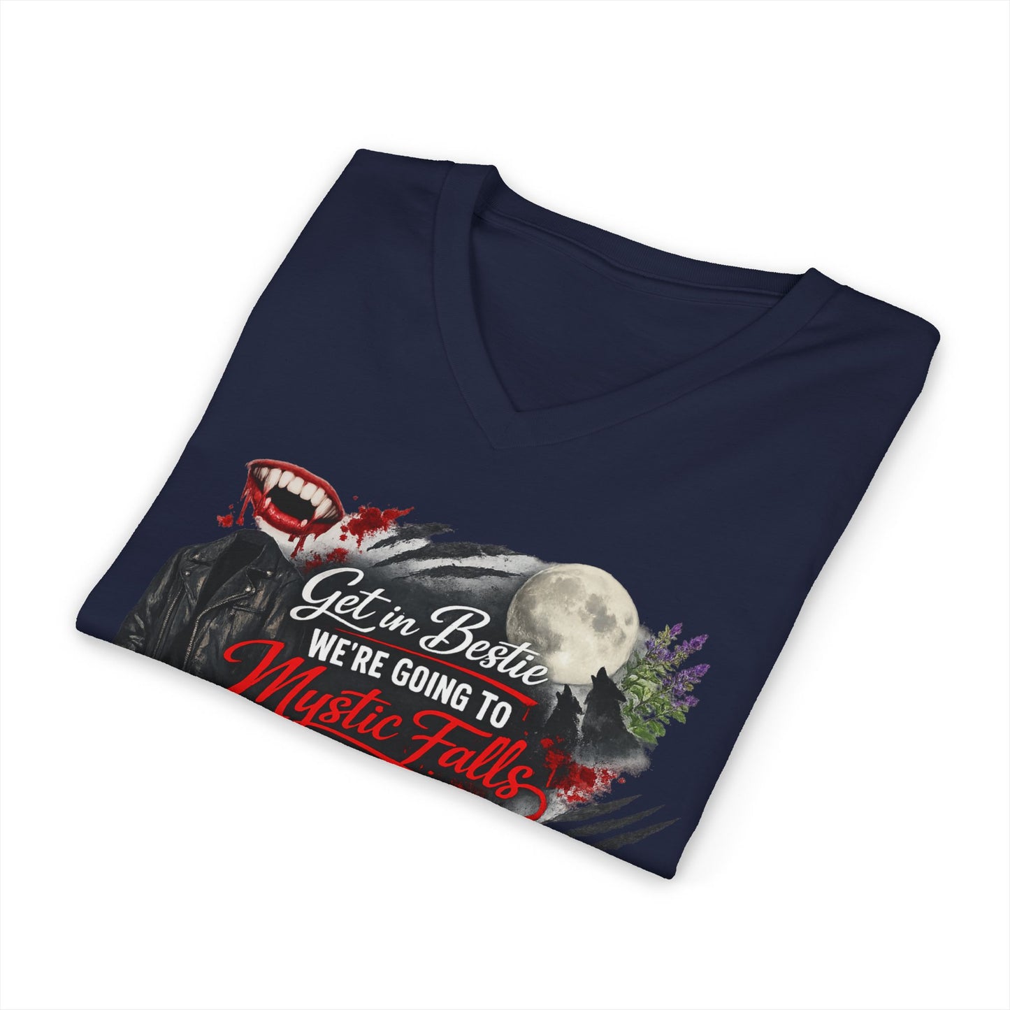 Mystic Falls Unisex Jersey Short Sleeve V-Neck Tee