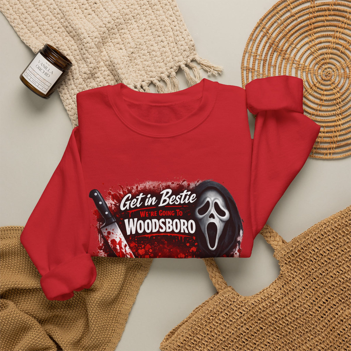 Get in Bestie (Woodsboro) Crewneck Sweatshirt