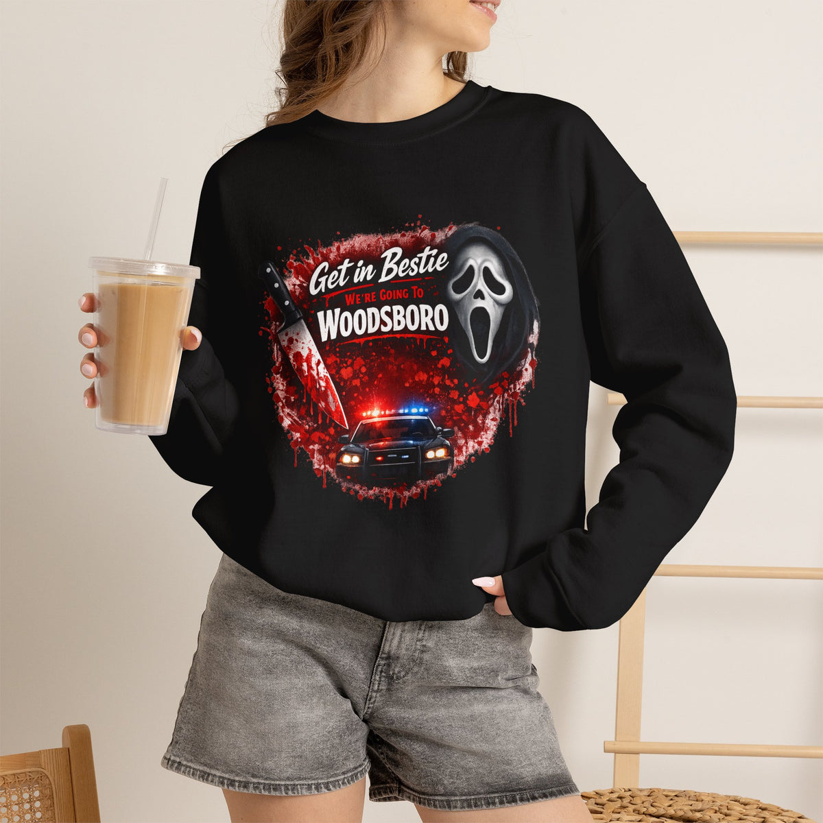 Get in Bestie (Woodsboro) Crewneck Sweatshirt