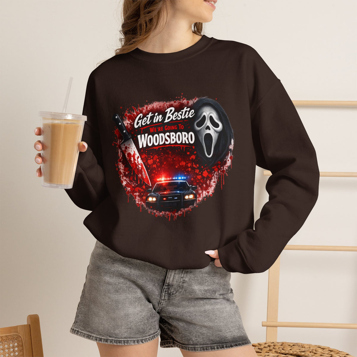 Get in Bestie (Woodsboro) Crewneck Sweatshirt