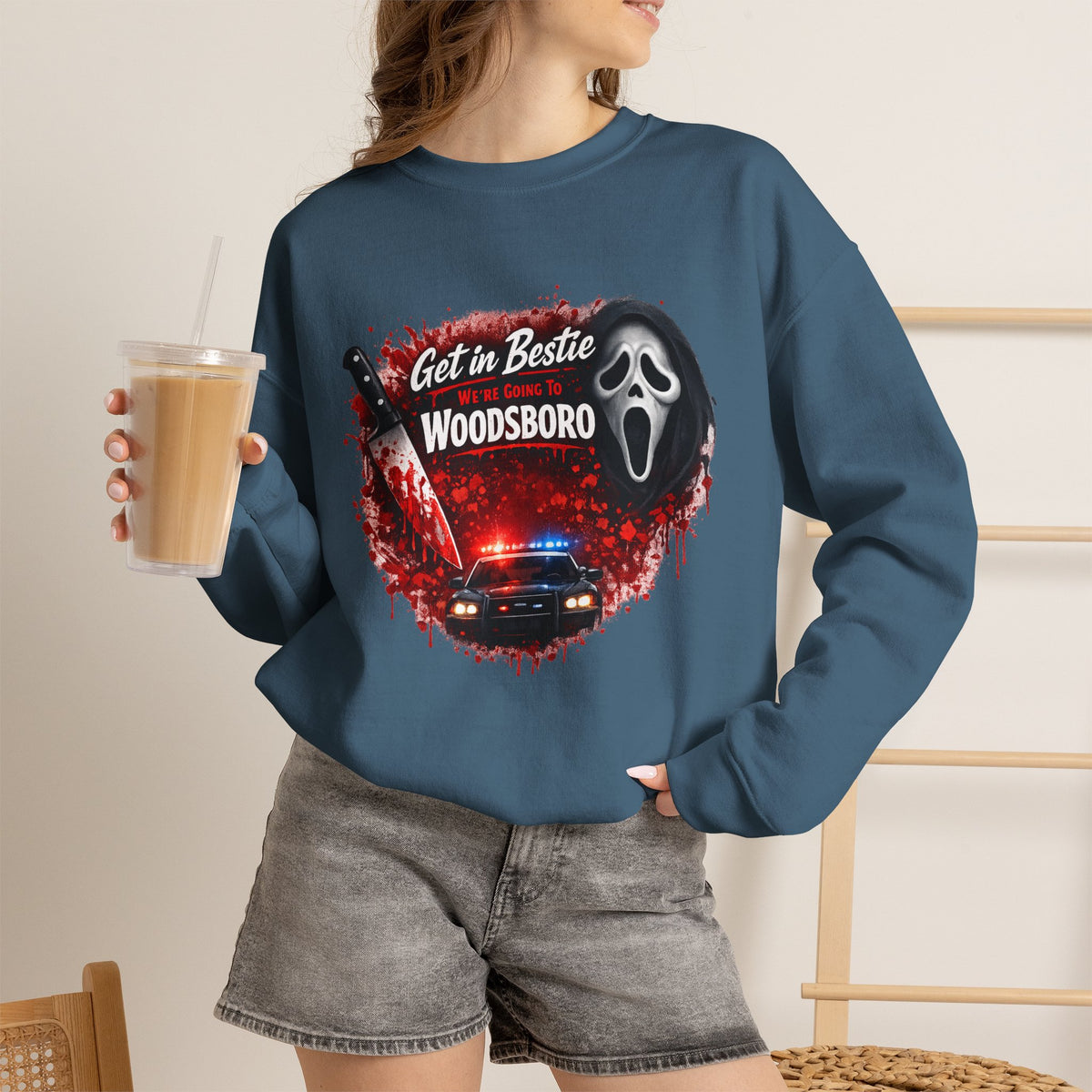 Get in Bestie (Woodsboro) Crewneck Sweatshirt