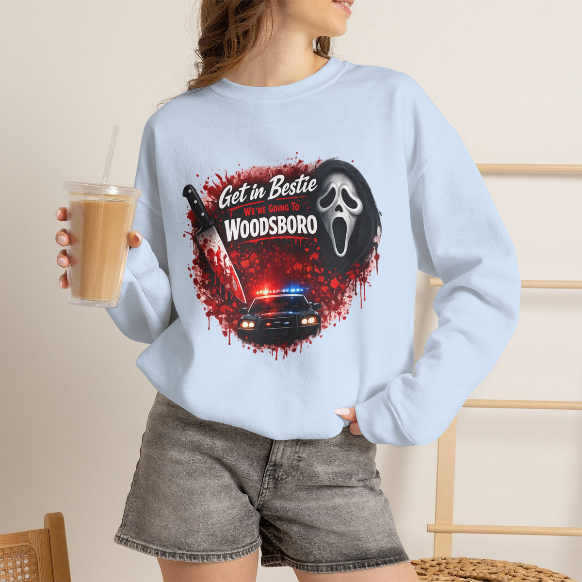 Get in Bestie (Woodsboro) Crewneck Sweatshirt