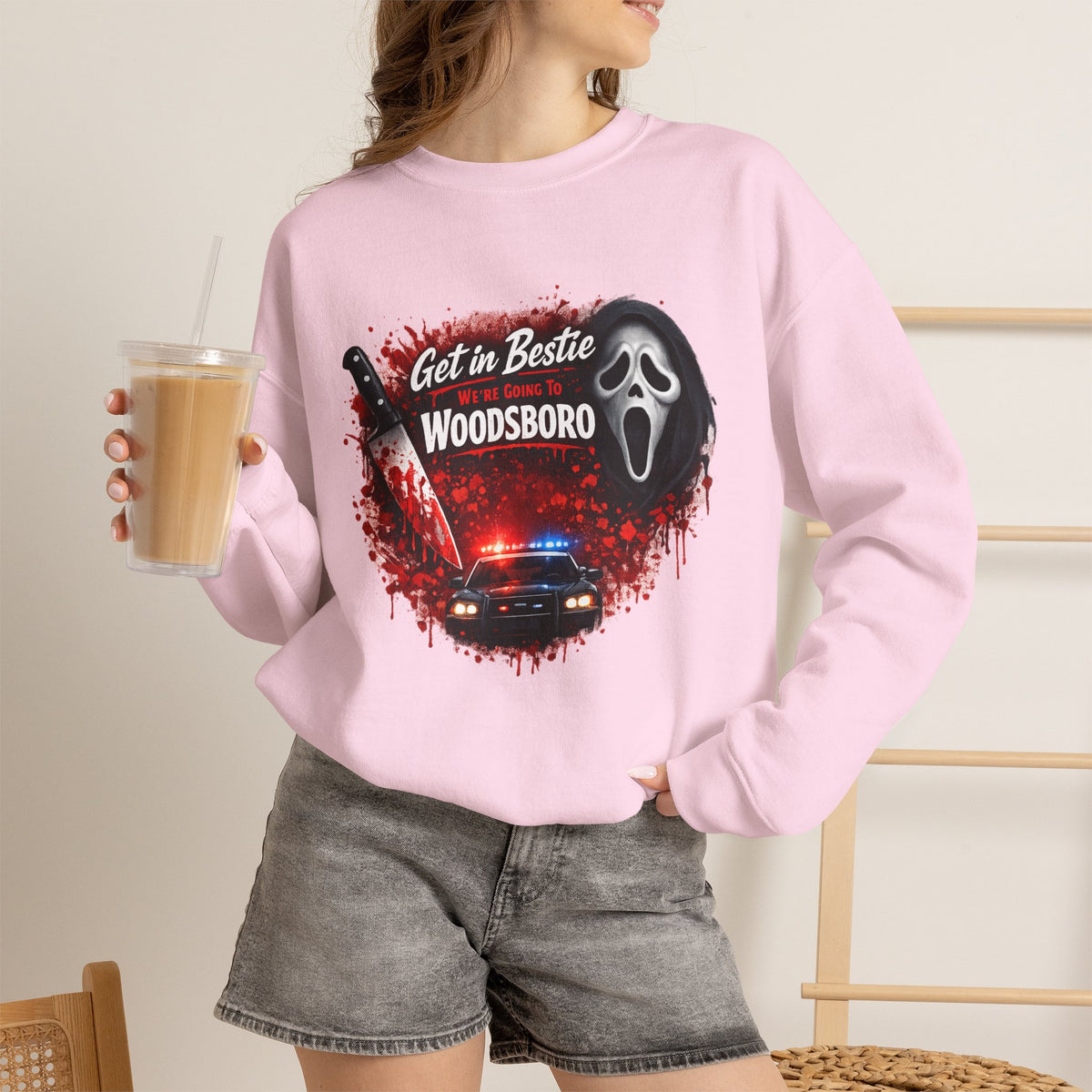 Get in Bestie (Woodsboro) Crewneck Sweatshirt