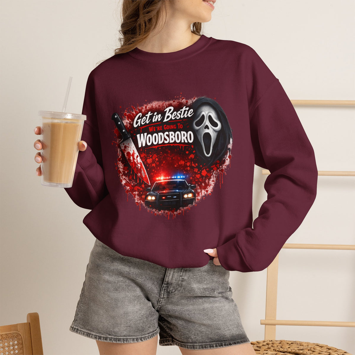 Get in Bestie (Woodsboro) Crewneck Sweatshirt
