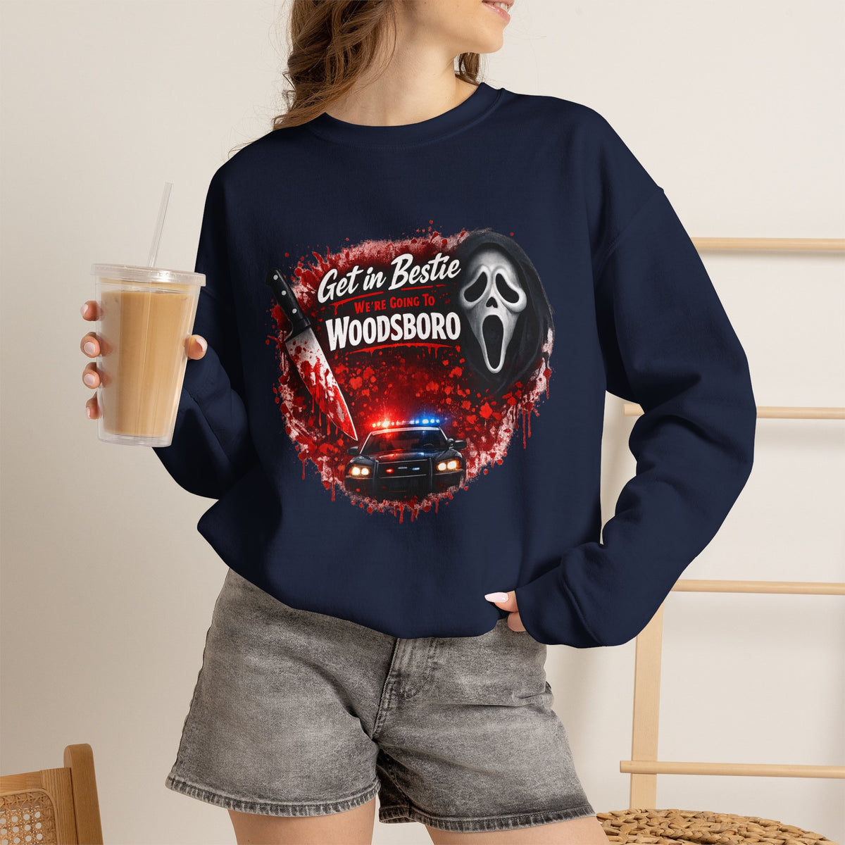 Get in Bestie (Woodsboro) Crewneck Sweatshirt