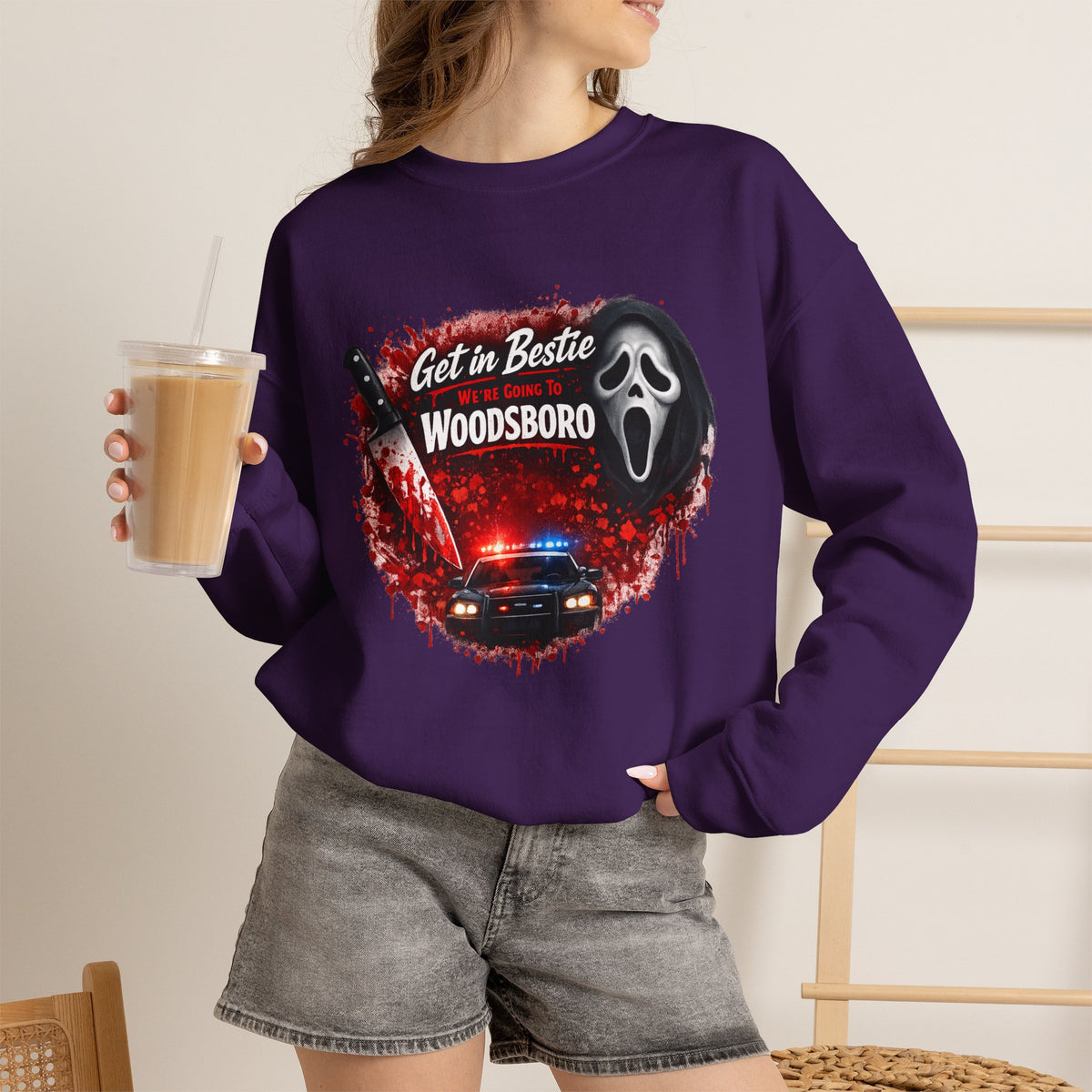 Get in Bestie (Woodsboro) Crewneck Sweatshirt