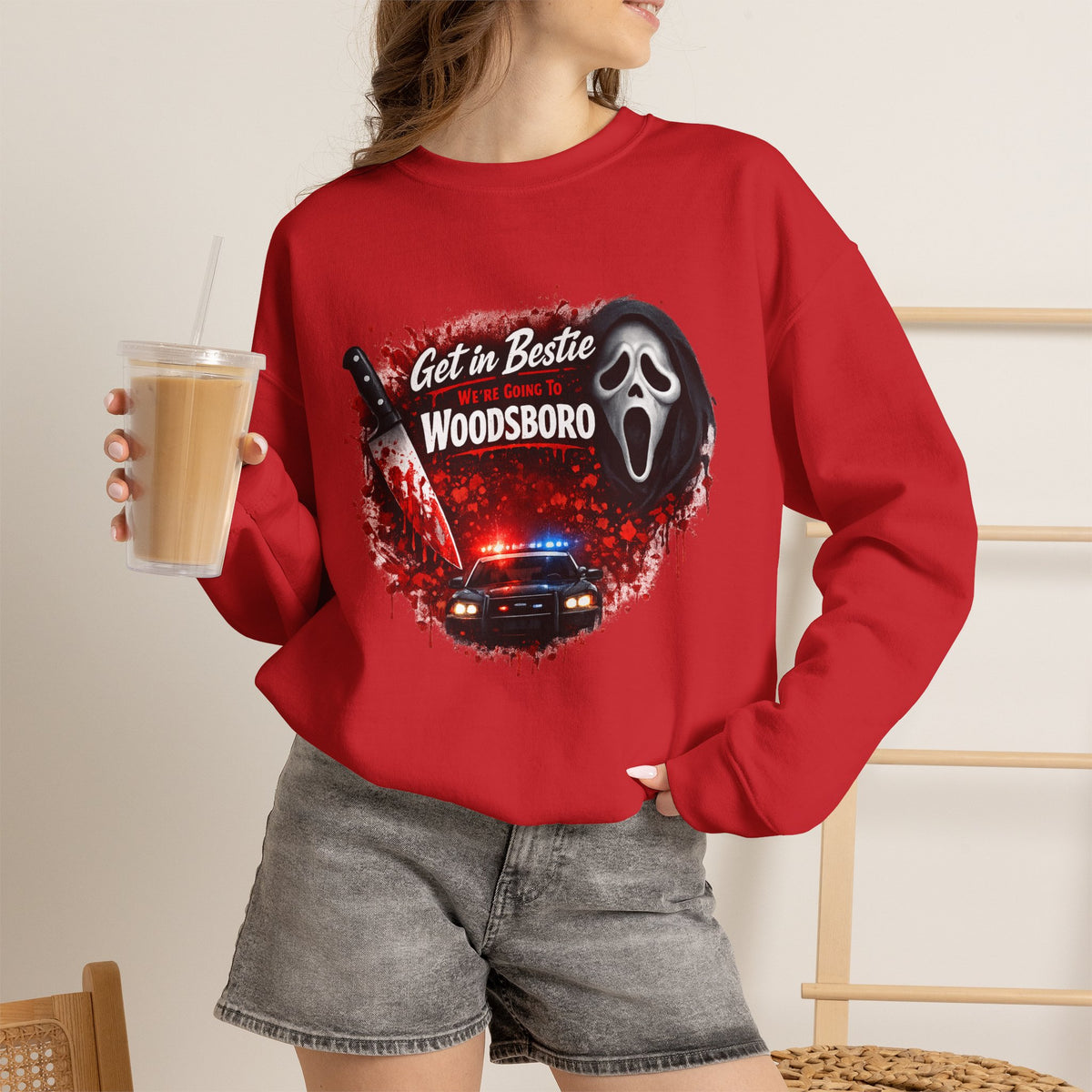 Get in Bestie (Woodsboro) Crewneck Sweatshirt
